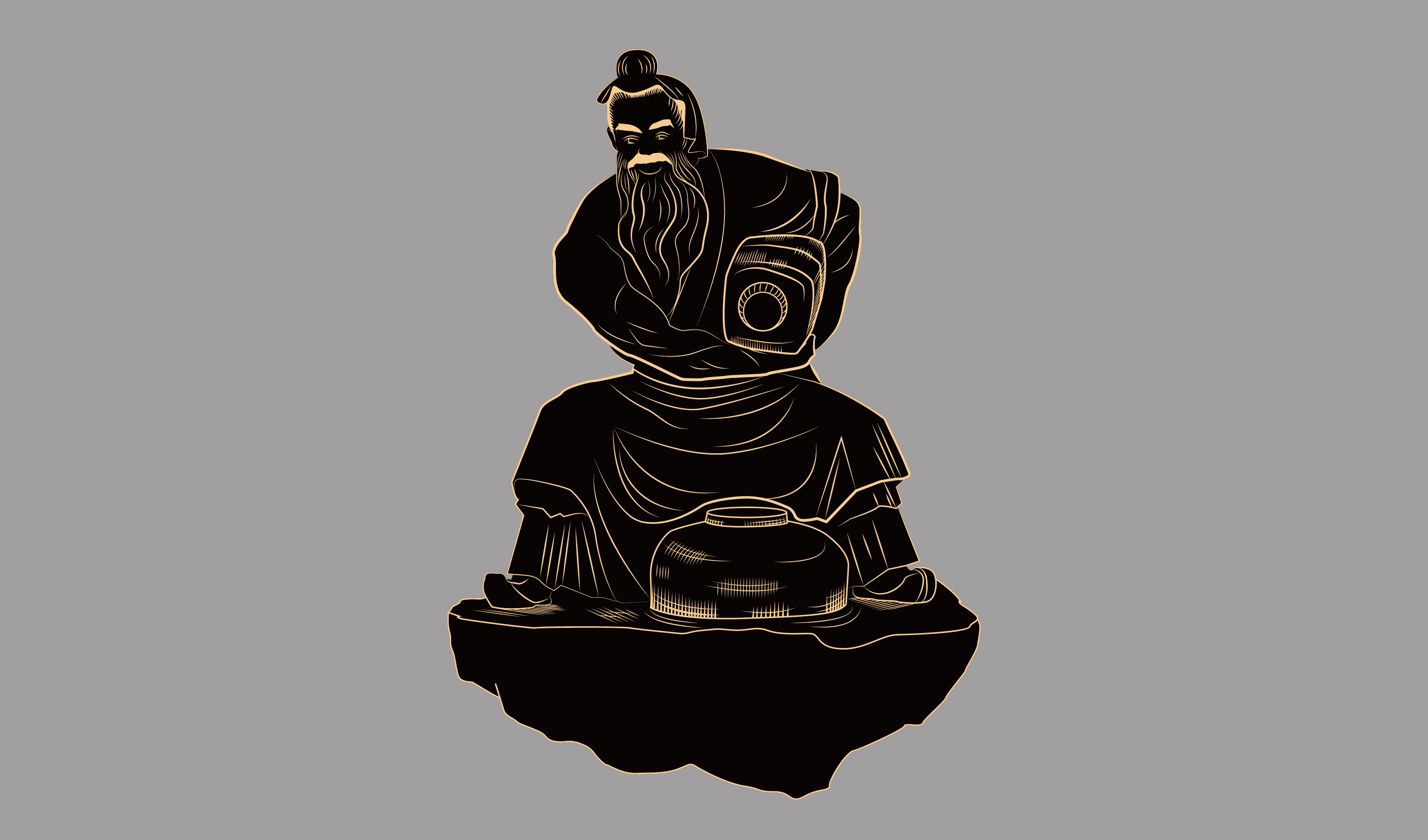 传统-茅台插画元素&mdash;&mdash;酒神雕像插画